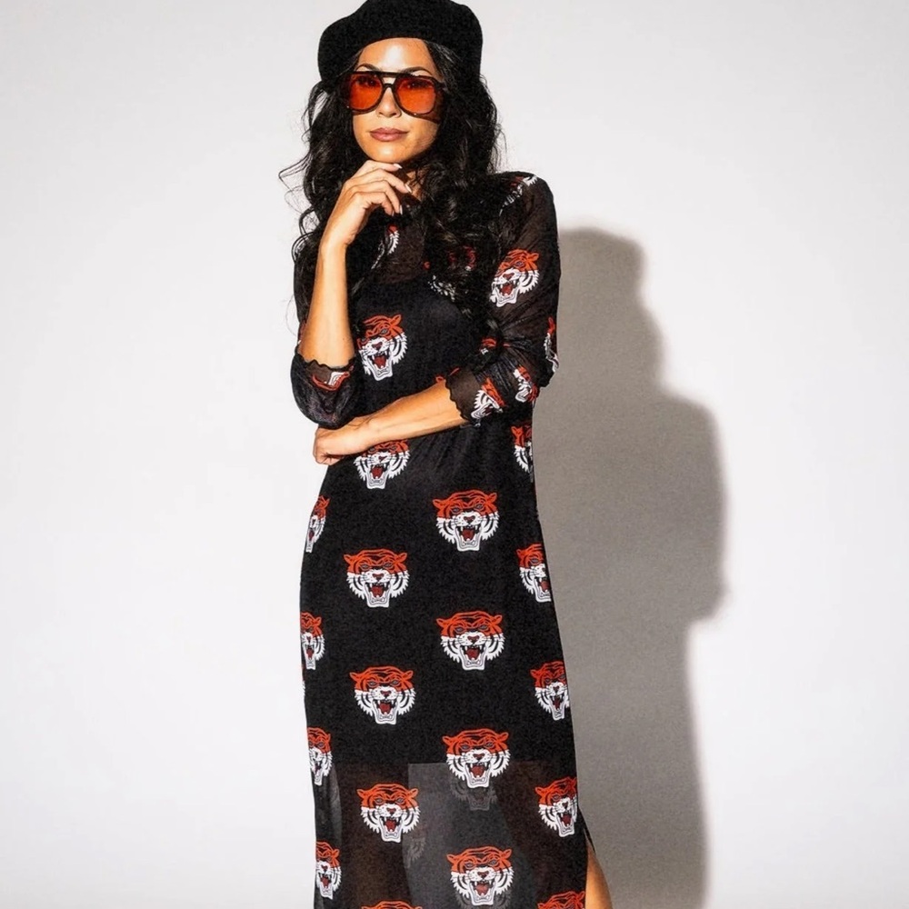 NWT Dressed in Lala Mad About You Mesh Dress in Tigress